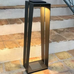 Solcelle Lampe Med Sensor|Sokkellamper Med Sensor ^ Les Jardins LED-solcellelampe Skaal i aluminium, 70 cm, grå