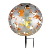 Dekorationsbelysning|Solcellelamper ^ Globo LED-solcellelampe 36749S kugle Ø 27 cm, sølv, jordspyd