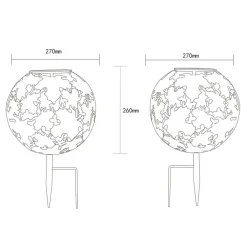Dekorationsbelysning|Solcellelamper ^ Globo LED-solcellelampe 36749S kugle Ø 27 cm, sølv, jordspyd
