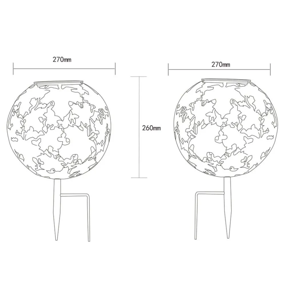 Dekorationsbelysning|Solcellelamper ^ Globo LED-solcellelampe 36749S kugle Ø 27 cm, sølv, jordspyd