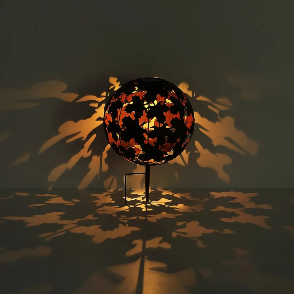 Dekorationsbelysning|Solcellelamper ^ Globo LED-solcellelampe 36749S kugle Ø 27 cm, sølv, jordspyd
