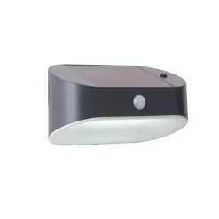 Solcelle Lampe Med Sensor|Væglampe Med Sensor ^ Searchlight LED-solcellelampe til væg 67421BK-PIR, bevægelsessensor