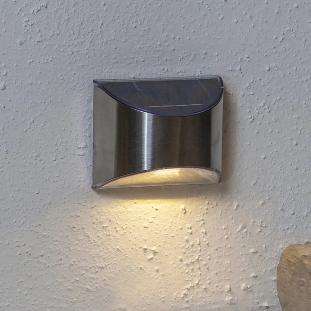 STAR TRADING Solcellelamper > LED-solcellelampe til vægmontering Wally, sølv, 2 stk. sæt