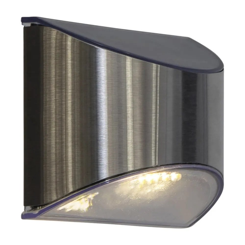 STAR TRADING Solcellelamper > LED-solcellelampe til vægmontering Wally, sølv, 2 stk. sæt