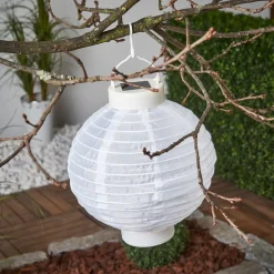 STAR TRADING Dekorationsbelysning|Solcellelamper > LED solcelle-lampion Jerrit 20 cm, hvid