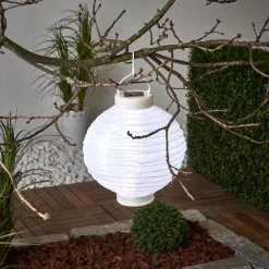 STAR TRADING Dekorationsbelysning|Solcellelamper > LED solcelle-lampion Jerrit 20 cm, hvid