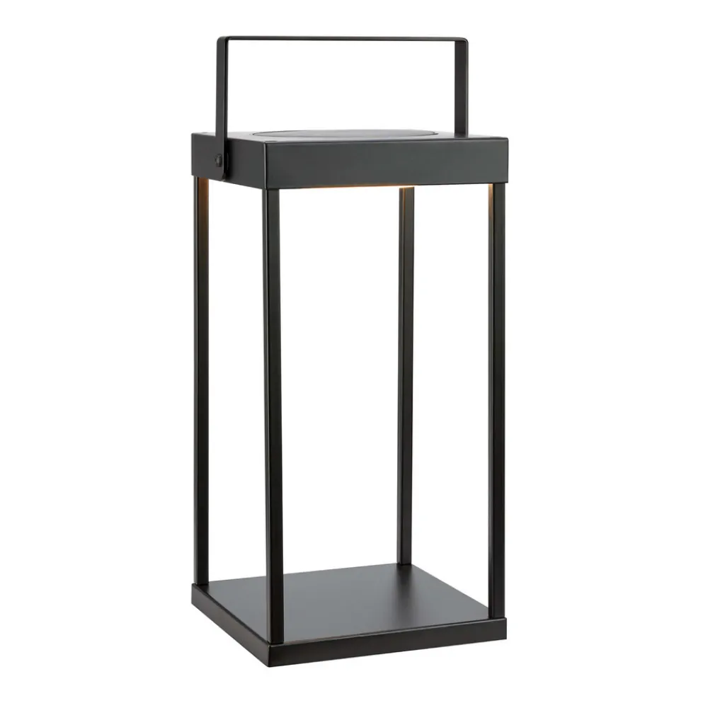 Markslöjd Solcellelamper > LED-solcellelanterne Pure, sort, USB, metal, højde 42 cm