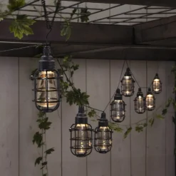 STAR TRADING Dekorationsbelysning|Solcellelamper > LED-solcellelyskæde Cage, 8 lyskilder