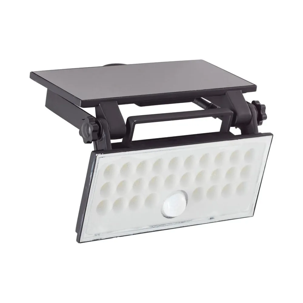 Solcelle Lampe Med Sensor|Væglampe Med Sensor ^ Brilliant LED-solcelle udendørs vægspot Luton Sensor, sort, B 19 cm