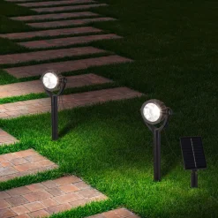 Näve Solcellelamper|Udendørs Spot > LED-spot med jordspyd NOMI, sort, 6 stk. sæt, IP44