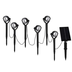 Näve Solcellelamper|Udendørs Spot > LED-spot med jordspyd NOMI, sort, 6 stk. sæt, IP44