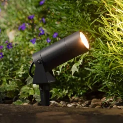 LCD Udendørs Spot > LED-spot med jordspyd 5131, sort, aluminium, glas, Schuko-stik