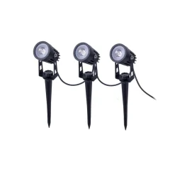 Näve Solcellelamper|Udendørs Spot > LED-spot med jordspyd SPOTI, sort, 3-sæt, IP44