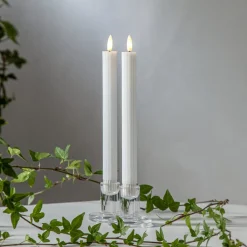 STAR TRADING Dekorationsbelysning|Julepynt > LED-stage Flamme Stripe, hvid, 25 cm, voksbatteri sæt med 2 stk