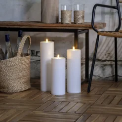 Julepynt|Vinduesdekoration ^ STAR TRADING LED stearinlys Flamme Rak 32,5 cm hvid plast batteridrevet