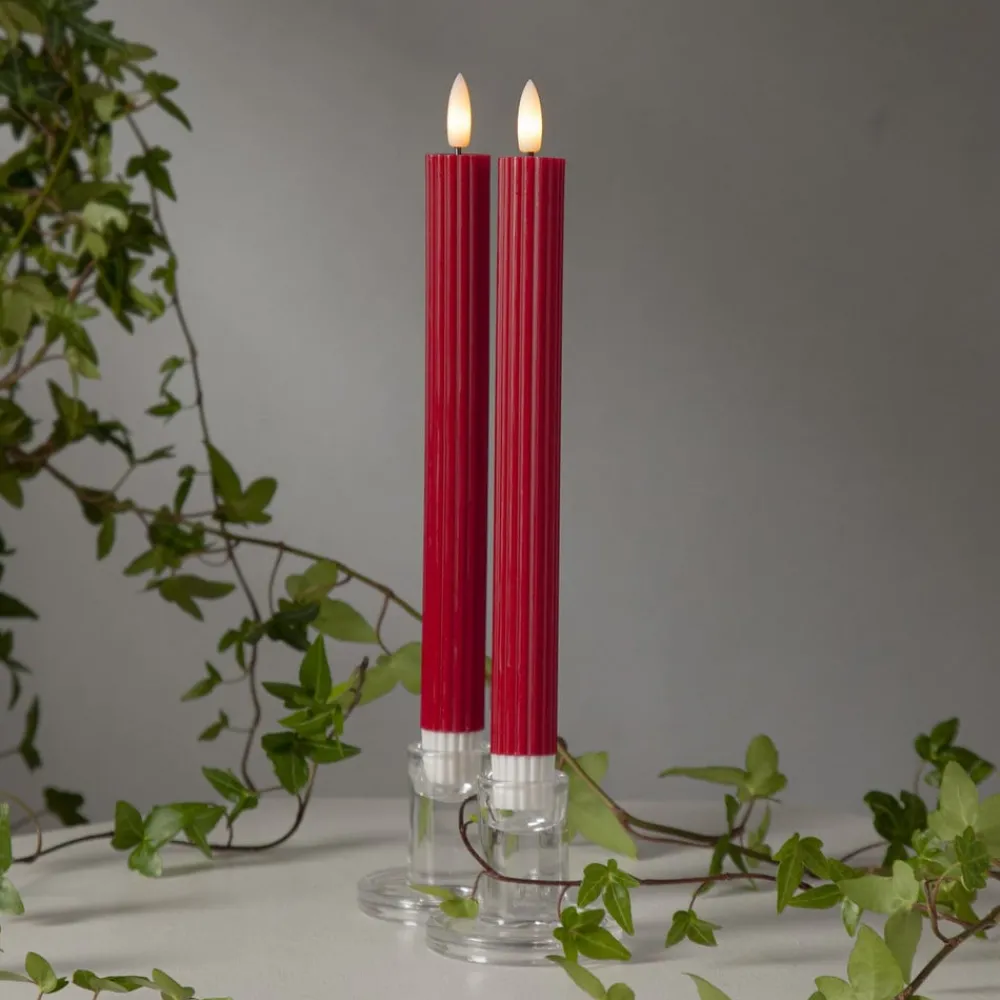 Julepynt|Vinduesdekoration ^ STAR TRADING LED-strip, rød, 25 cm, voks, batteri sæt med 2 stk