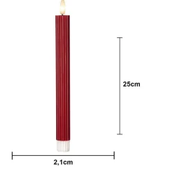 Julepynt|Vinduesdekoration ^ STAR TRADING LED-strip, rød, 25 cm, voks, batteri sæt med 2 stk