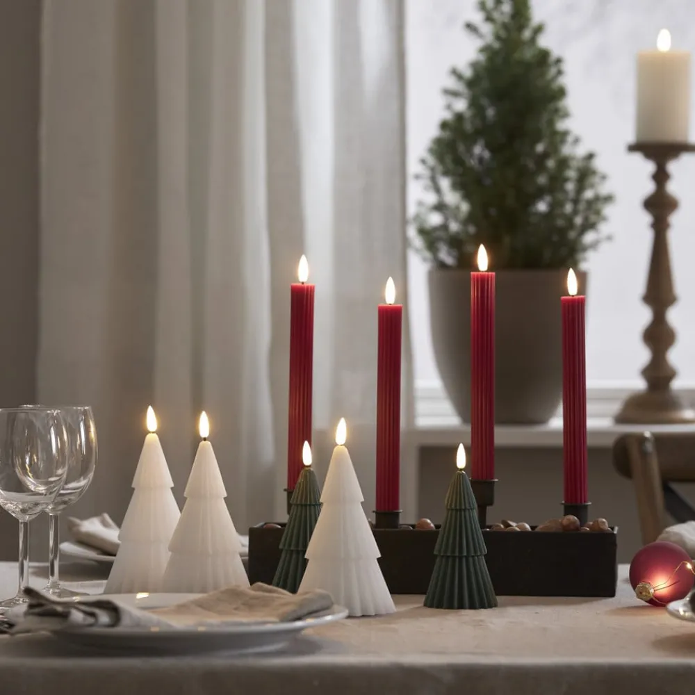 Julepynt|Vinduesdekoration ^ STAR TRADING LED-strip, rød, 25 cm, voks, batteri sæt med 2 stk