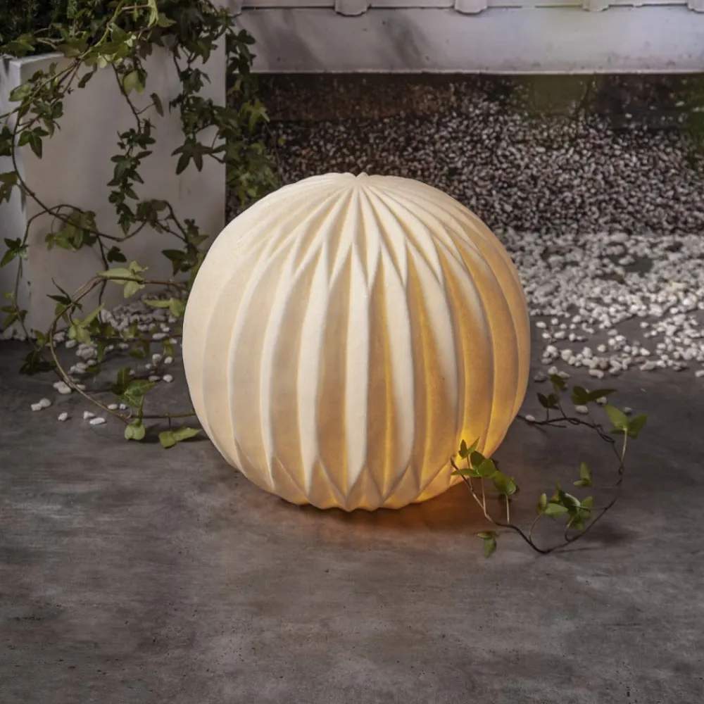STAR TRADING Dekorationsbelysning > LED-terrasselampe Sandy, Ø 30 cm hvid plast batteri