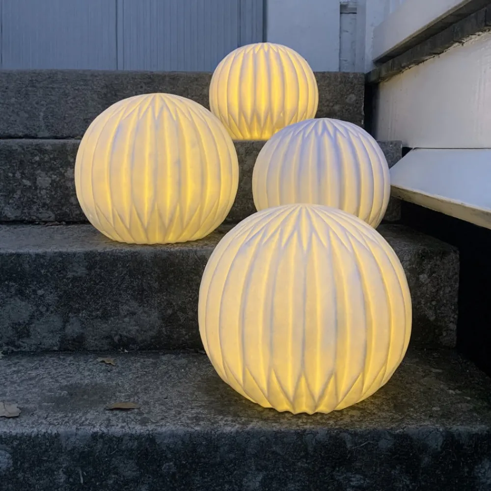 STAR TRADING Dekorationsbelysning > LED-terrasselampe Sandy, Ø 30 cm hvid plast batteri