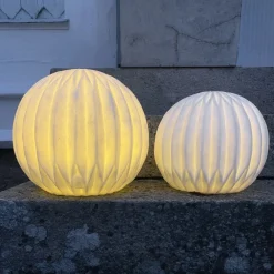 STAR TRADING Dekorationsbelysning > LED-terrasselampe Sandy, Ø 30 cm hvid plast batteri
