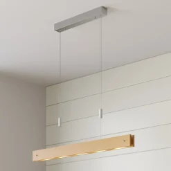 Lucande Pendellamper|Pendellamper > LED-træpendellampe Karinja med lysdæmper, natur