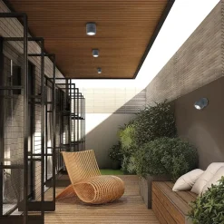 Viokef Udendørs Loftlamper|Udendørs Spot > LED-udendørs loftspot Andria, mørkegrå, Ø 9 cm, metal