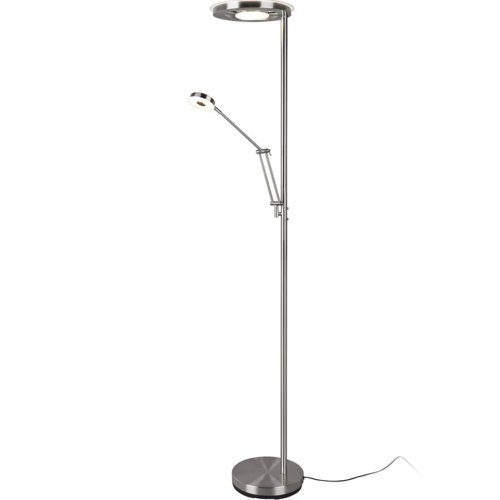 Gulvlamper ^ Trio Lighting LED-uplight Barrie med læselampe, nikkel mat