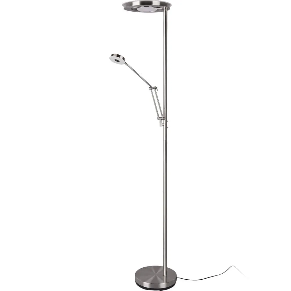 Gulvlamper ^ Trio Lighting LED-uplight Barrie med læselampe, nikkel mat