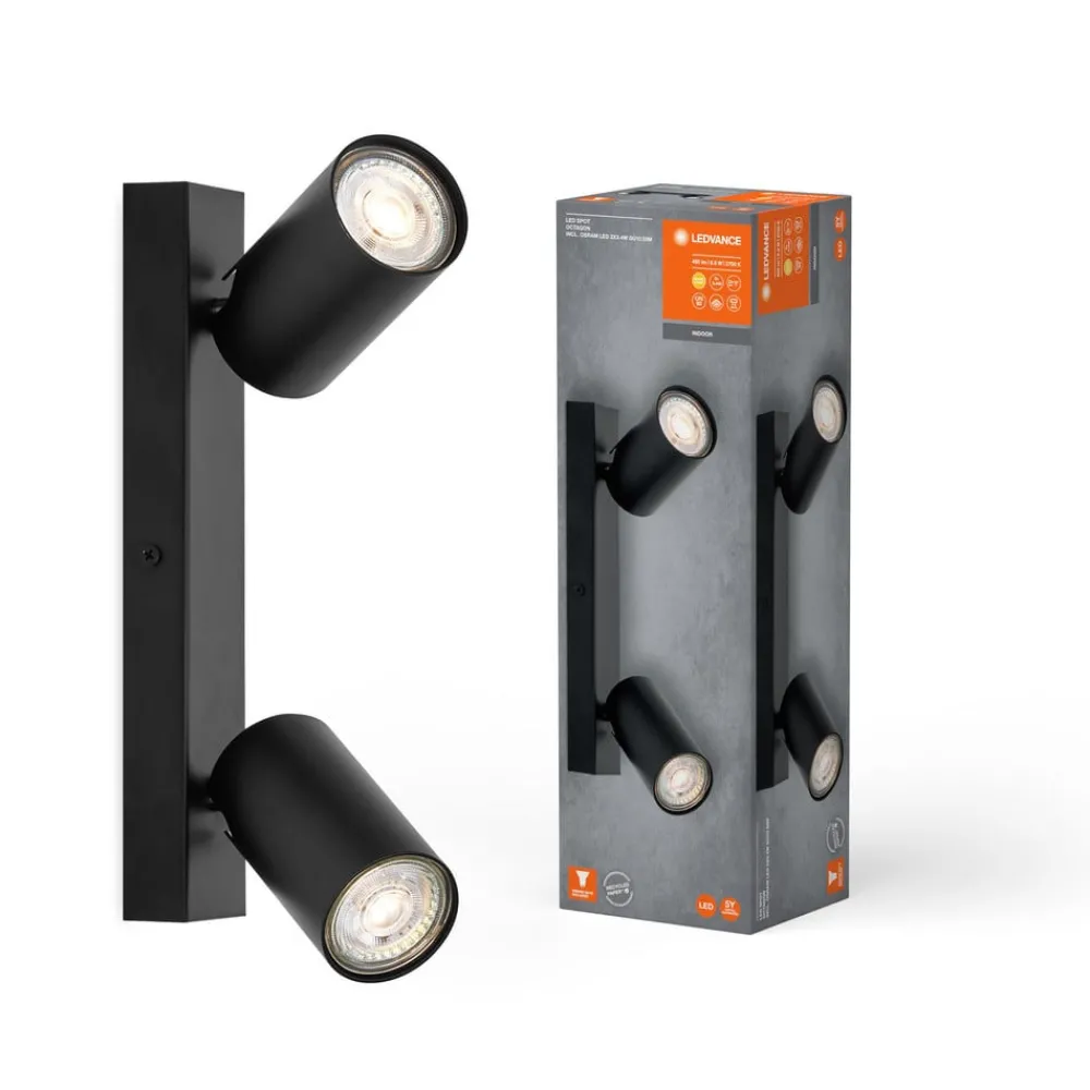 LEDVANCE Loftlamper|Spotlights > Octagon LED-spotlight, dæmpbar, to lamper, sort
