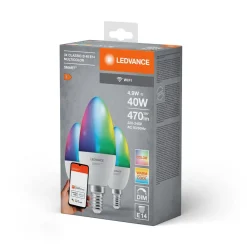 LEDVANCE SMART+ Smarte Lyskilder > LED, stearinlys, E14, 4,9 W, CCT, RGB, WiFi, 3 enheder