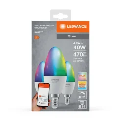 LEDVANCE SMART+ Smarte Lyskilder > LED, stearinlys, E14, 4,9 W, CCT, RGB, WiFi, 3 enheder