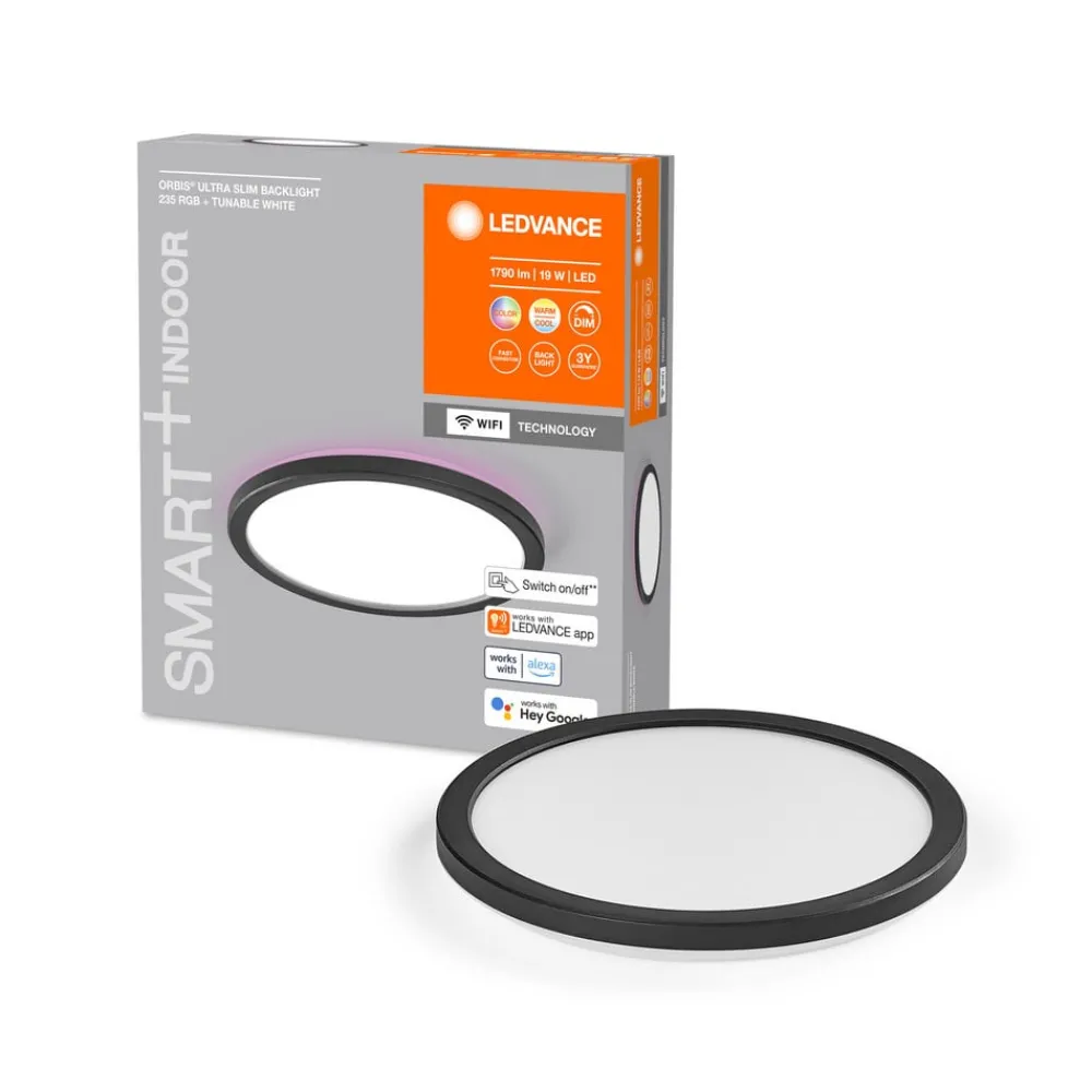 LEDVANCE SMART+ Loftlamper > WiFi Orbis Ultra Slim Baggrundsbelysning, Ø24cm sort