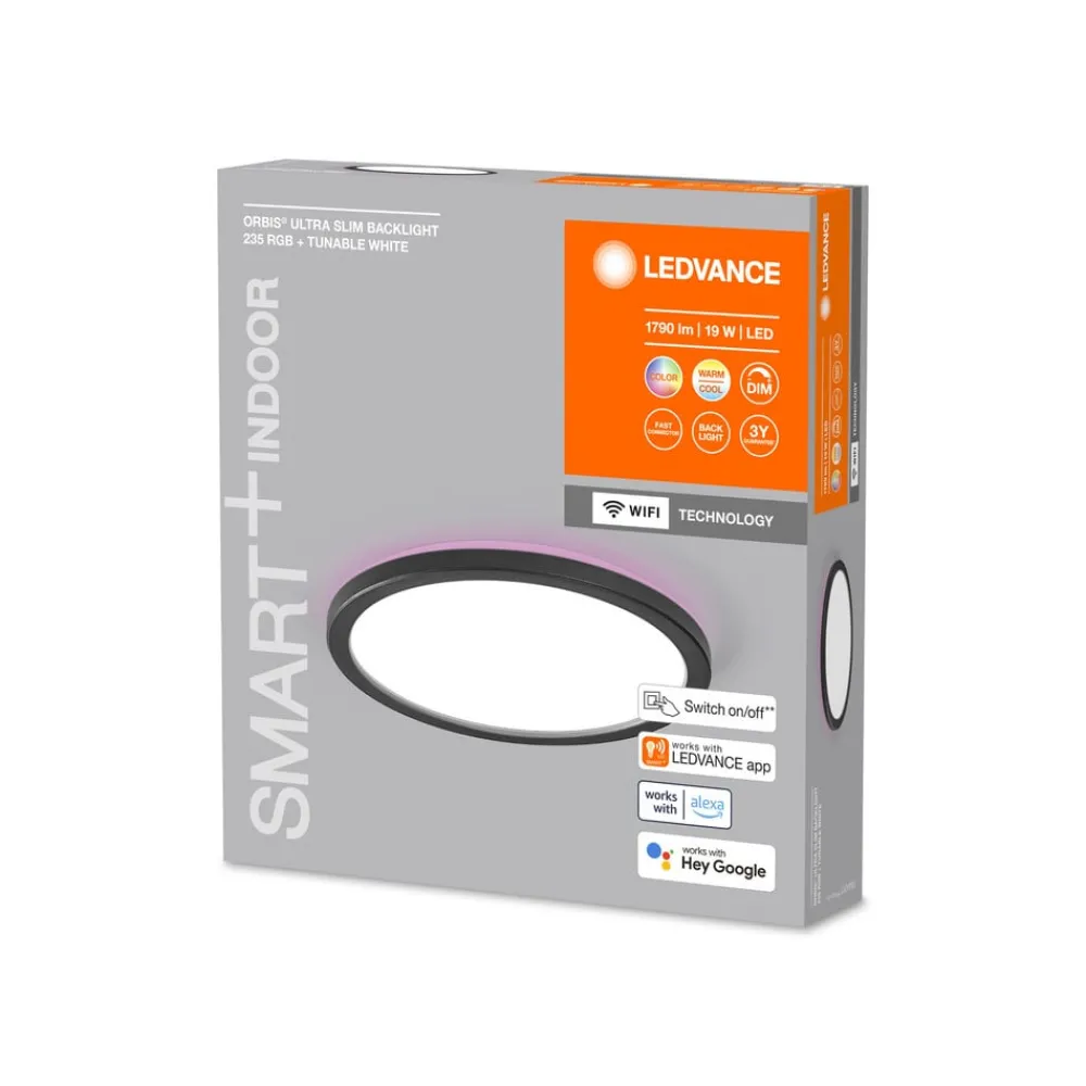LEDVANCE SMART+ Loftlamper > WiFi Orbis Ultra Slim Baggrundsbelysning, Ø24cm sort