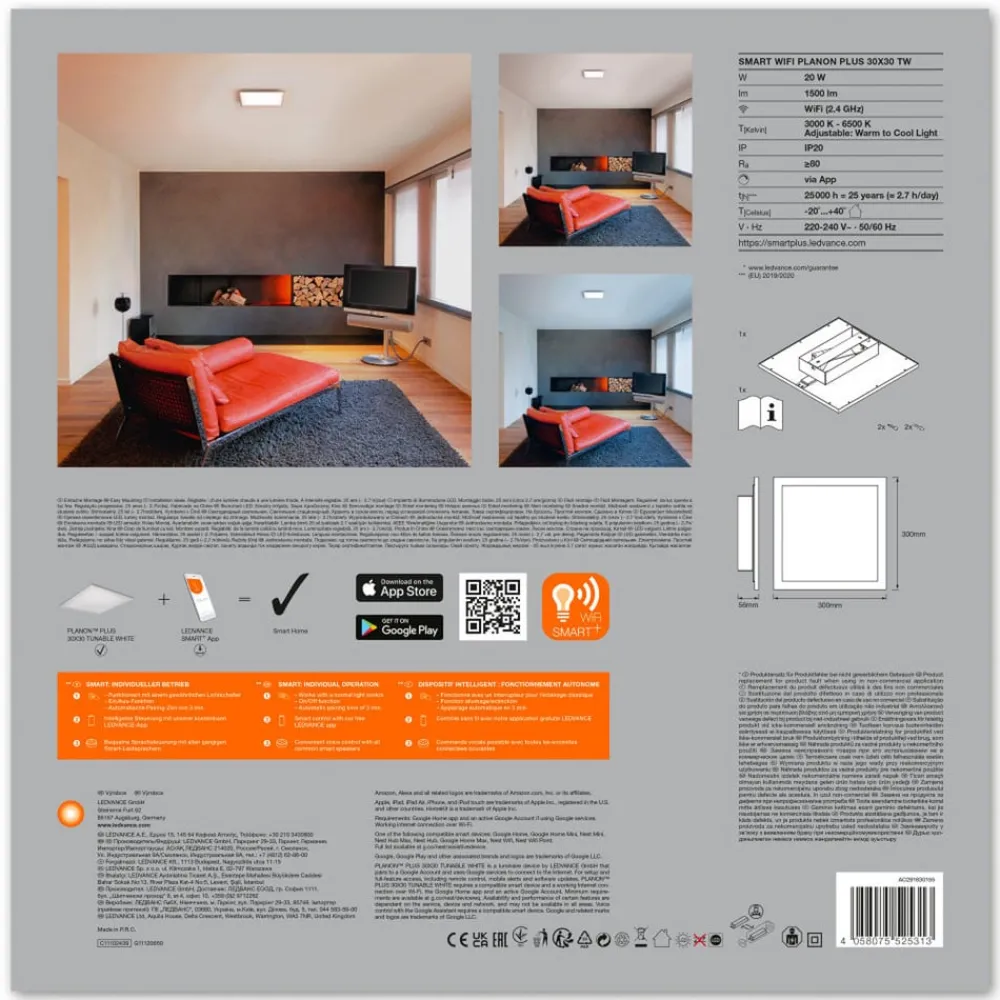 LEDVANCE SMART+ Loftlamper > WiFi Planon Plus, CCT, 30 x 30 cm