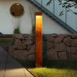 Konstsmide Gadebelysning > LED-vejlampe Rho, rustfarvet, højde 100 cm, metal, IP54