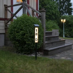 STAR TRADING Solcellelamper|Gadebelysning > LED-vejlampe solcelle Pathy med husnummer