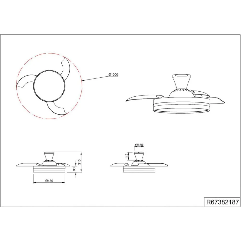 Reality Leuchten Loftventilatorer > LED-ventilator Lindberg DC lydsvag Ø 100 cm CCT fjernbetjening