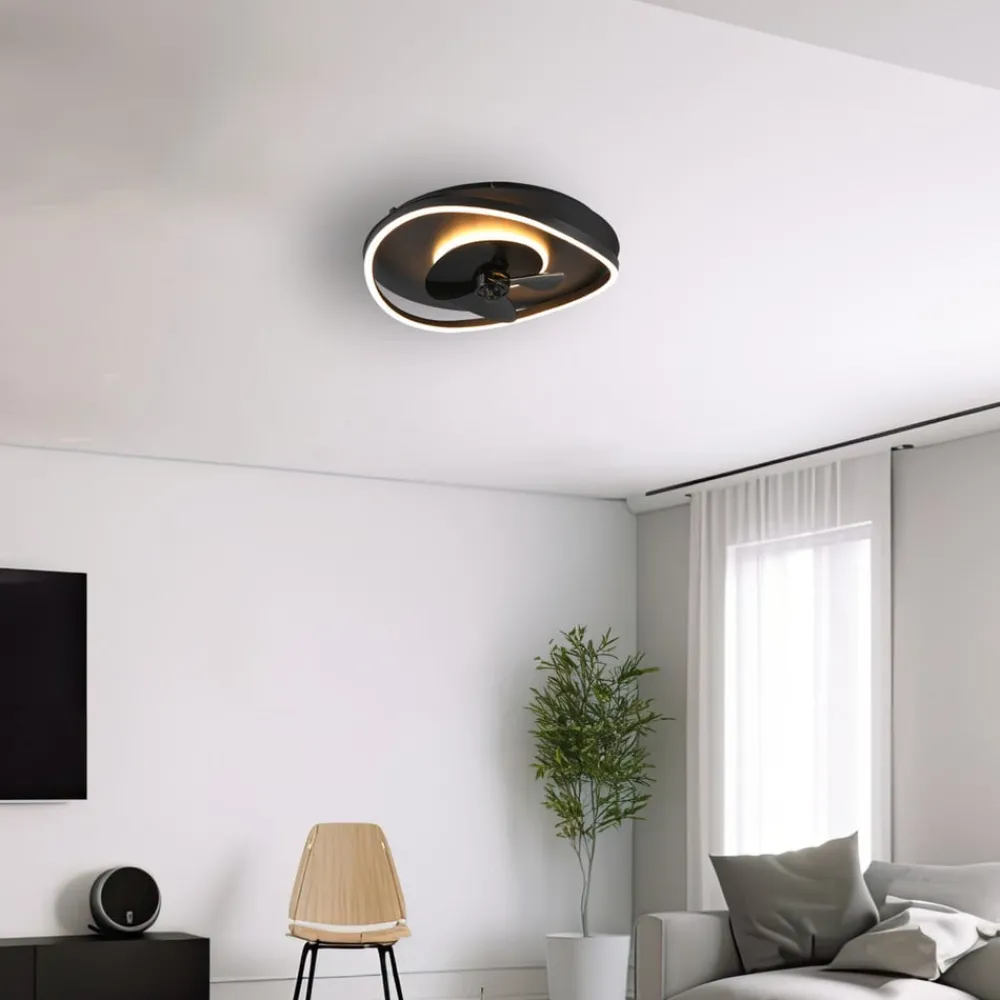 Reality Leuchten Loftventilatorer > LED-ventilator Sortland, DC, støjsvag, 50 cm, CCT, fjernbetjening