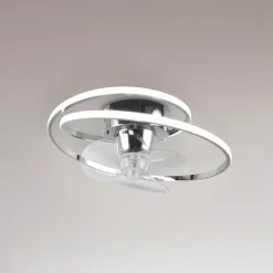 Reality Leuchten Loftventilatorer > LED-ventilator Umea, krom, DC, støjsvag, Ø 50 cm, CCT, fjernbetjening