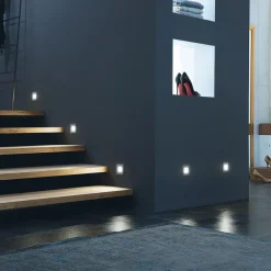 Væglamper|Indbygningsspots ^ Hera LED-vægindbygningslampe Wall F, grå, 0,9 W, 7,5 x 7,5 cm