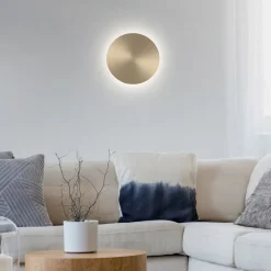 Væglamper|Væglamper ^ Paul Neuhaus LED-væglampe batteri Puntua Ø 18 cm messing mat