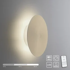 Væglamper|Væglamper ^ Paul Neuhaus LED-væglampe batteri Puntua Ø 18 cm messing mat