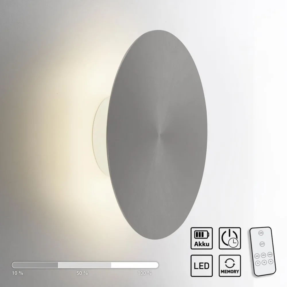 Væglamper ^ Paul Neuhaus LED-væglampe batteri Puntua Ø 25 cm grå