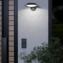 Solcelle Lampe Med Sensor|Væglampe Med Sensor ^ EGLO LED-væglampe Cerrisi, bredde 10,5 cm, sort, sensor