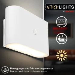 Briloner Væglamper > LED-væglampe Chat, hvid, 16 cm, plast, sensor