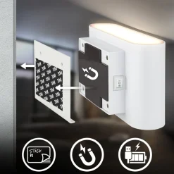 Briloner Væglamper > LED-væglampe Chat, hvid, 16 cm, plast, sensor