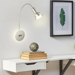 Væglamper ^ Briloner LED-væglampe 2178012 dobbelt switch, mat nikkel