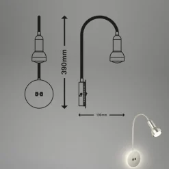 Væglamper ^ Briloner LED-væglampe 2178012 dobbelt switch, mat nikkel
