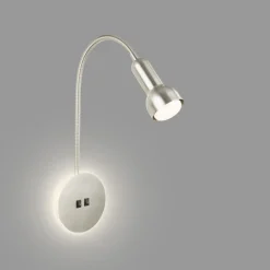 Væglamper ^ Briloner LED-væglampe 2178012 dobbelt switch, mat nikkel